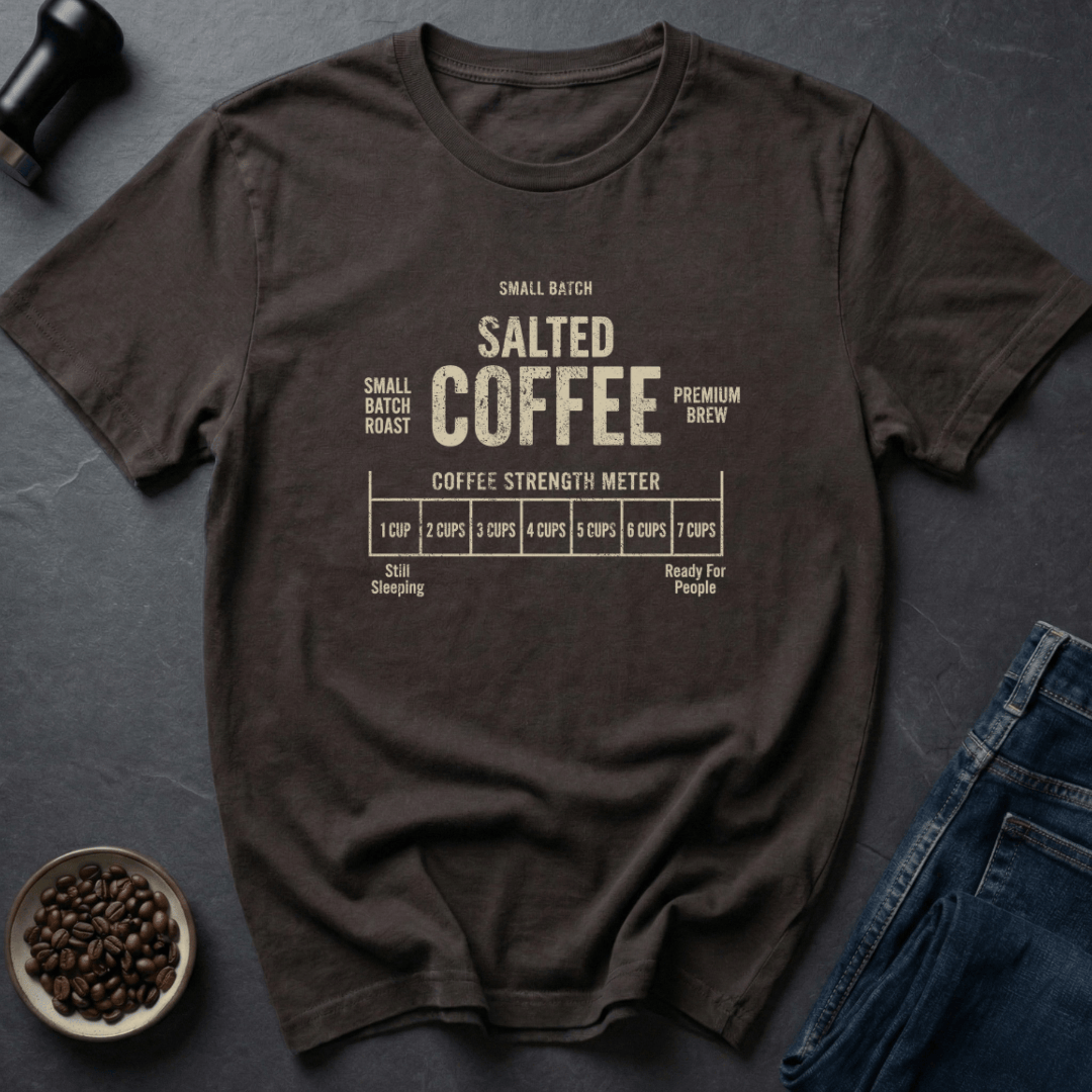 Coffee graphic Salted Strength T-Shirt in Dark Chocolate / S by Caffeine Dept