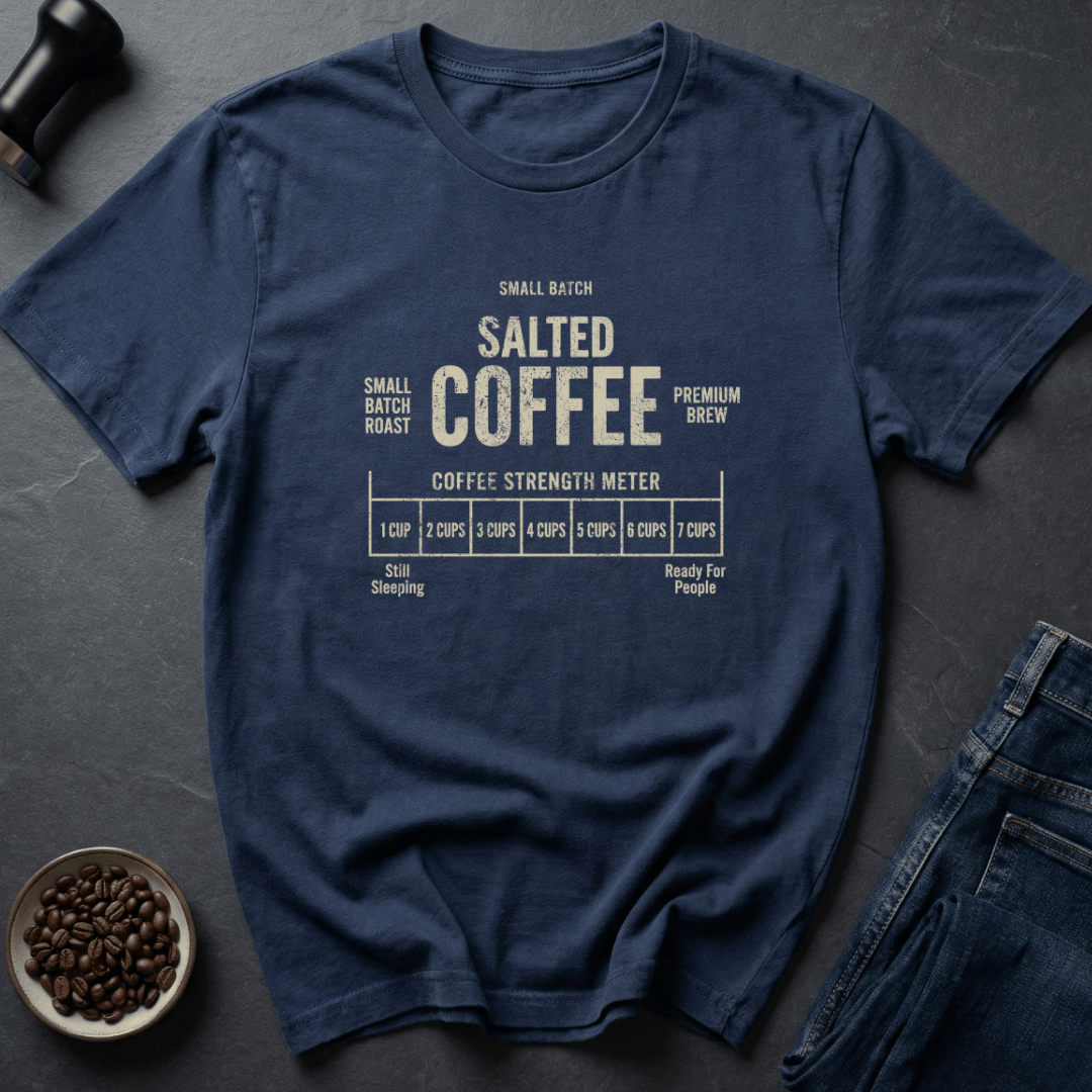 Coffee graphic Salted Strength T-Shirt in Navy / S by Caffeine Dept