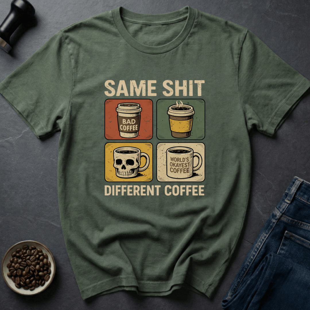 Coffee graphic Same Coffee T-Shirt in Military Green / S by Caffeine Dept