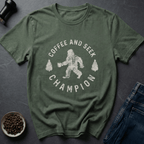 Coffee graphic Sasquatch Beans T-Shirt in Military Green / S by Caffeine Dept