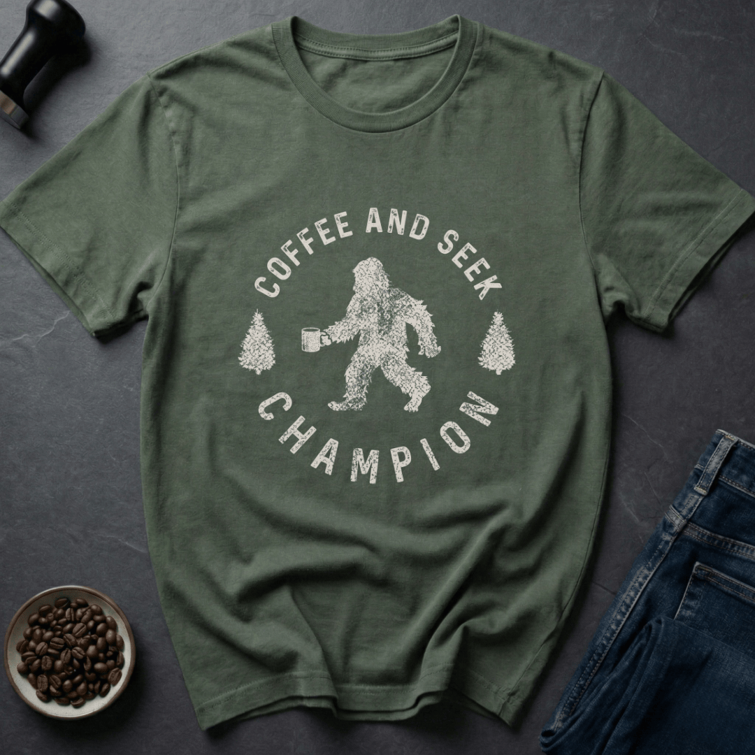 Coffee graphic Sasquatch Beans T-Shirt in Military Green / S by Caffeine Dept