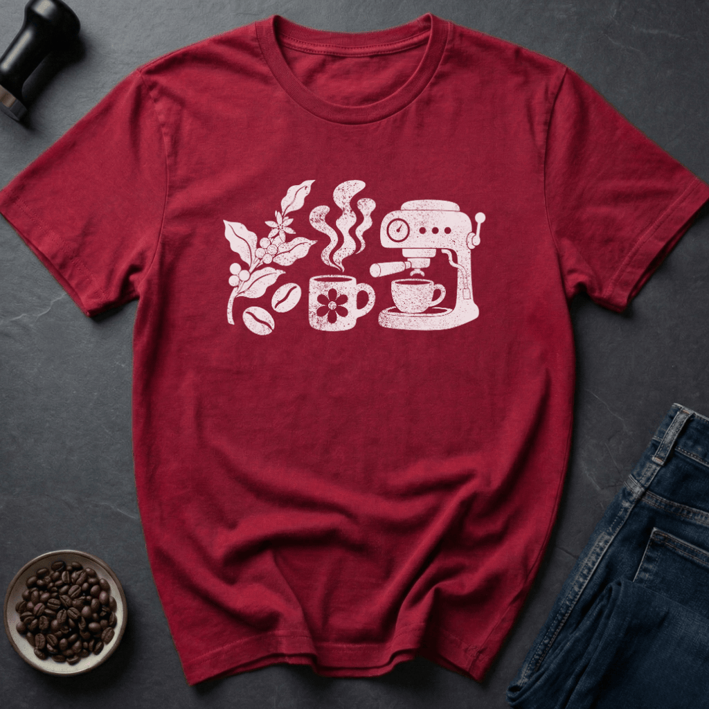 Coffee graphic Seed To Sip T-Shirt in Heather Red / S by Caffeine Dept