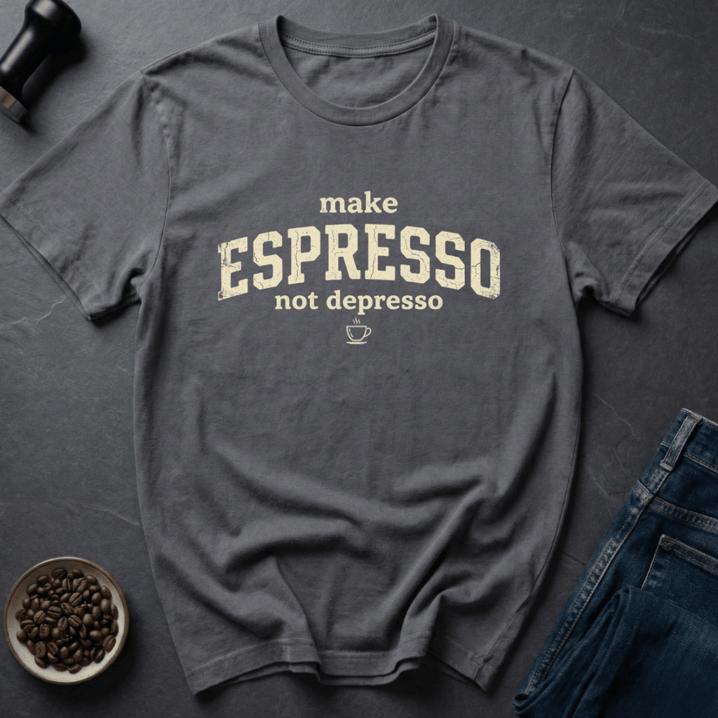 Coffee graphic Shot Therapy T-Shirt in Charcoal / S by Caffeine Dept