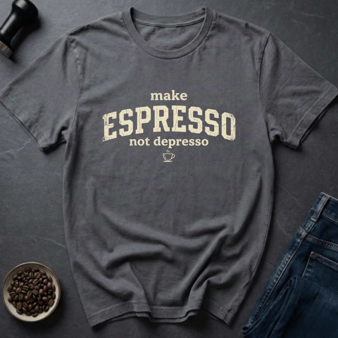 Coffee graphic Shot Therapy T-Shirt in Charcoal / S by Caffeine Dept