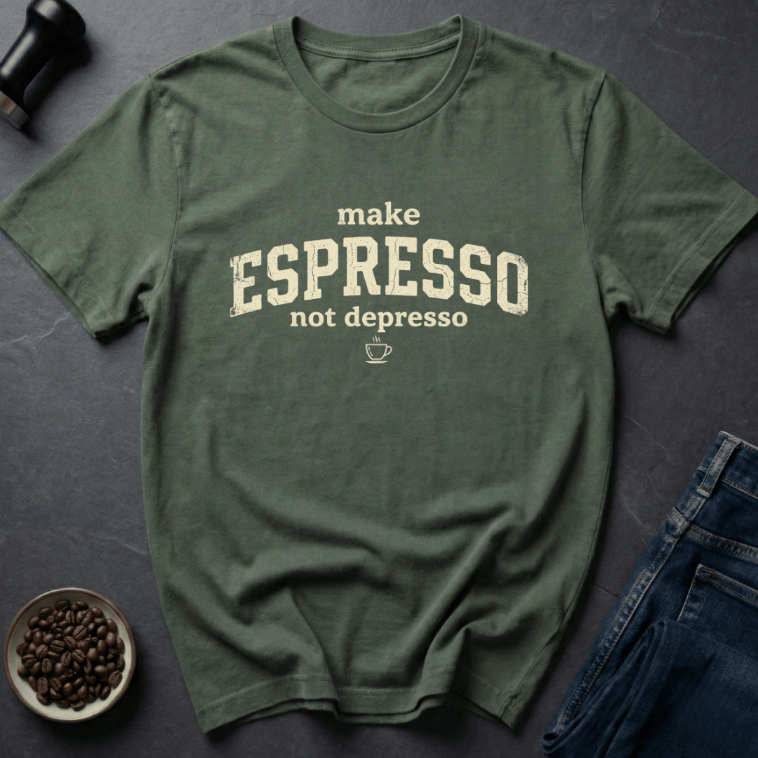 Coffee graphic Shot Therapy T-Shirt in Military Green / S by Caffeine Dept
