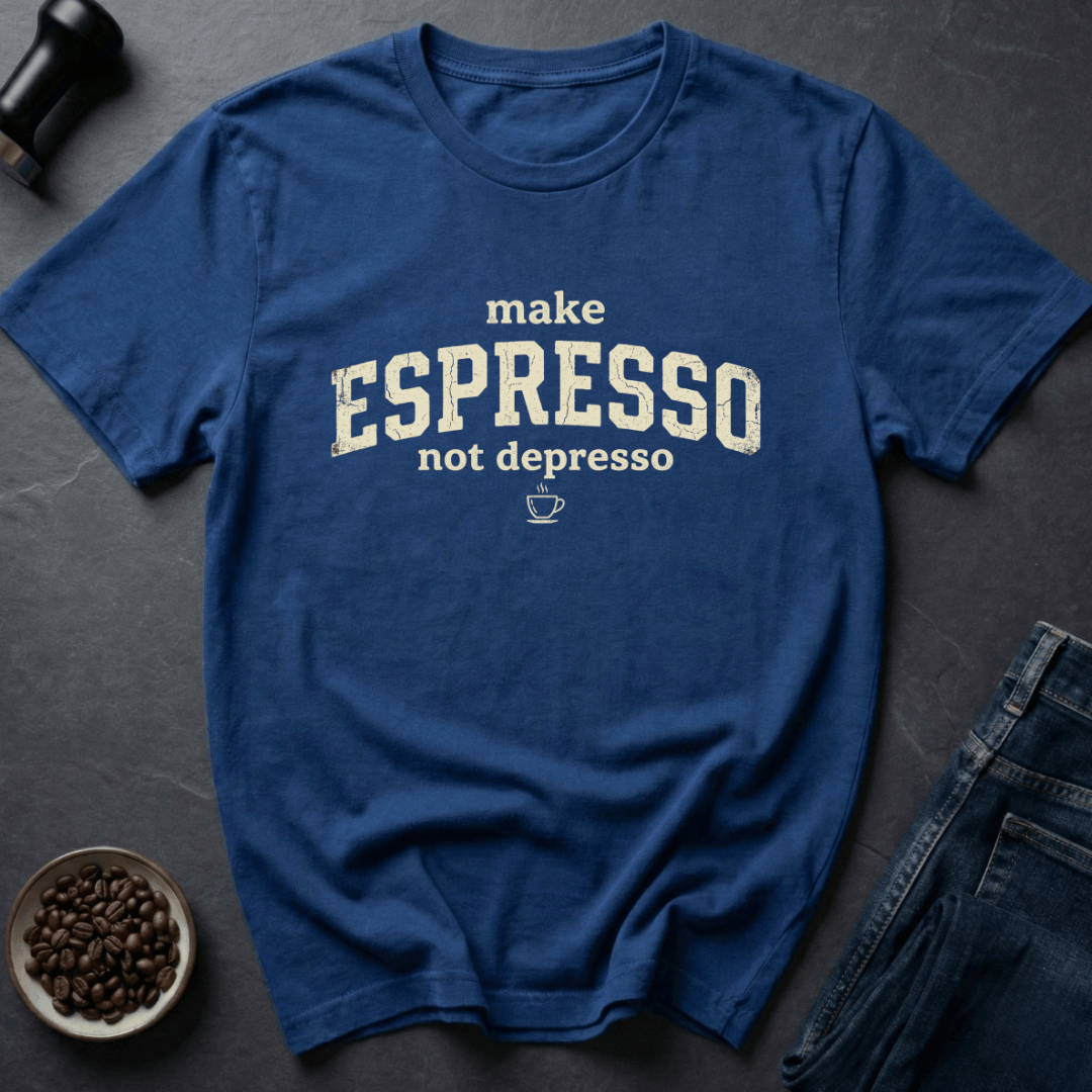 Coffee graphic Shot Therapy T-Shirt in Royal / S by Caffeine Dept