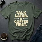 Coffee graphic Silence Please T-Shirt in Military Green / S by Caffeine Dept