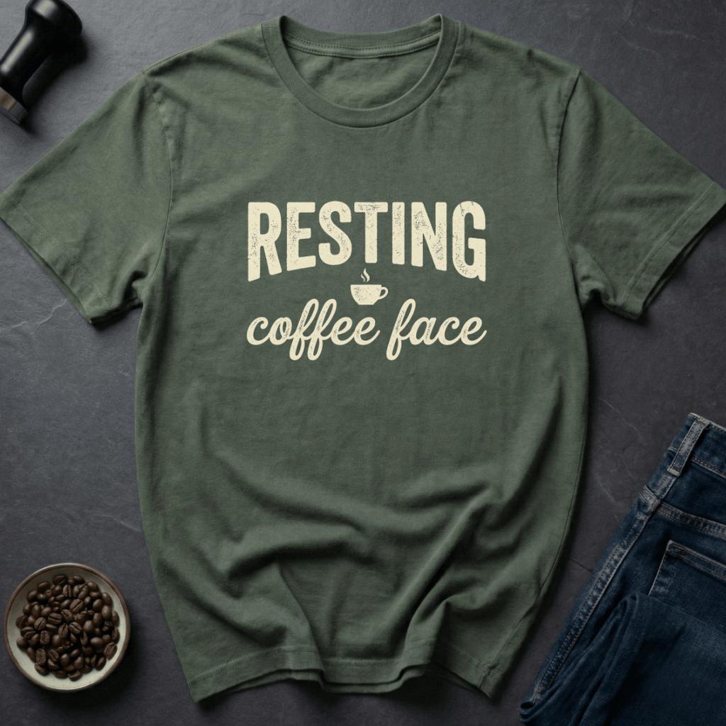 Coffee graphic Sip Attitude T-Shirt in Military Green / S by Caffeine Dept