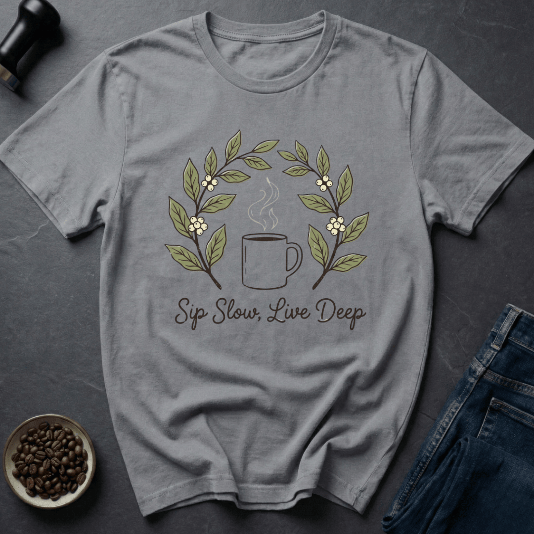 Coffee graphic Sip Slow T-Shirt in White / S by Caffeine Dept