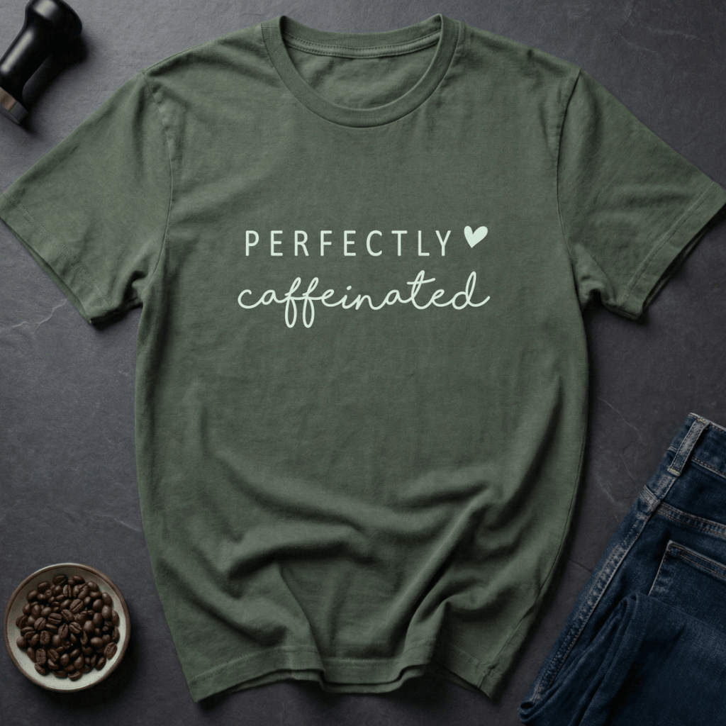 Coffee graphic Sip Zen T-Shirt in Military Green / S by Caffeine Dept