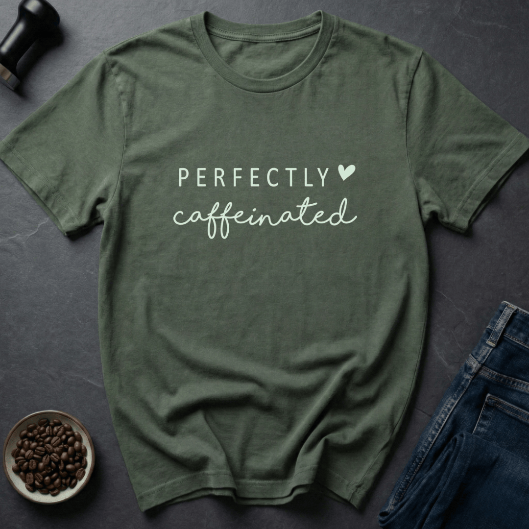 Coffee graphic Sip Zen T-Shirt in Military Green / S by Caffeine Dept