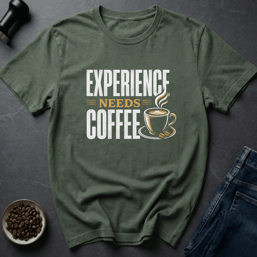 Coffee graphic Skilled Sip T-Shirt in Military Green / S by Caffeine Dept