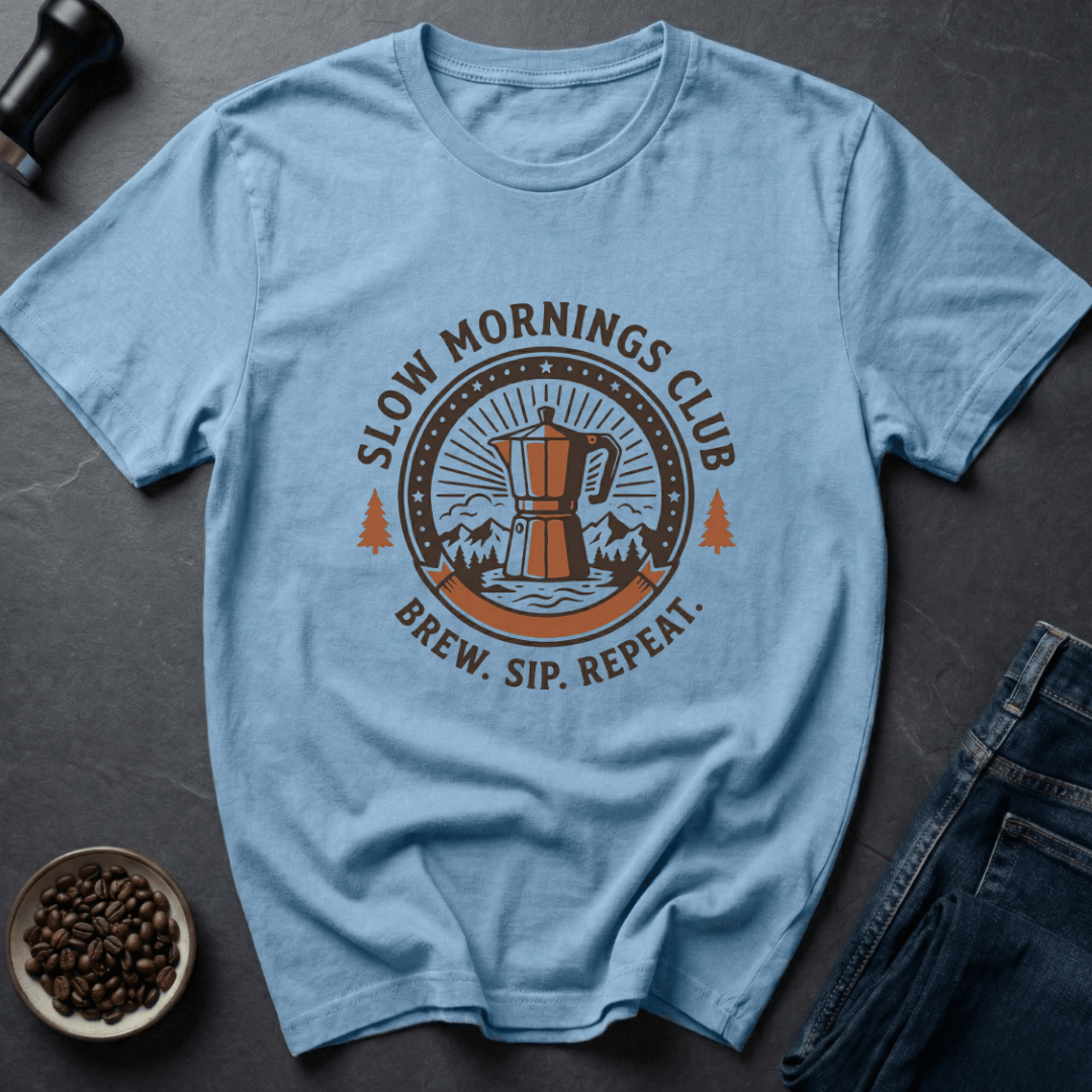 Coffee graphic Slow Mornings T-Shirt in Sand / S by Caffeine Dept