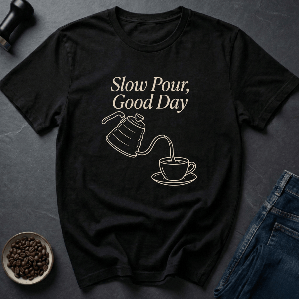 Coffee graphic Slow Pour T-Shirt in Black / S by Caffeine Dept