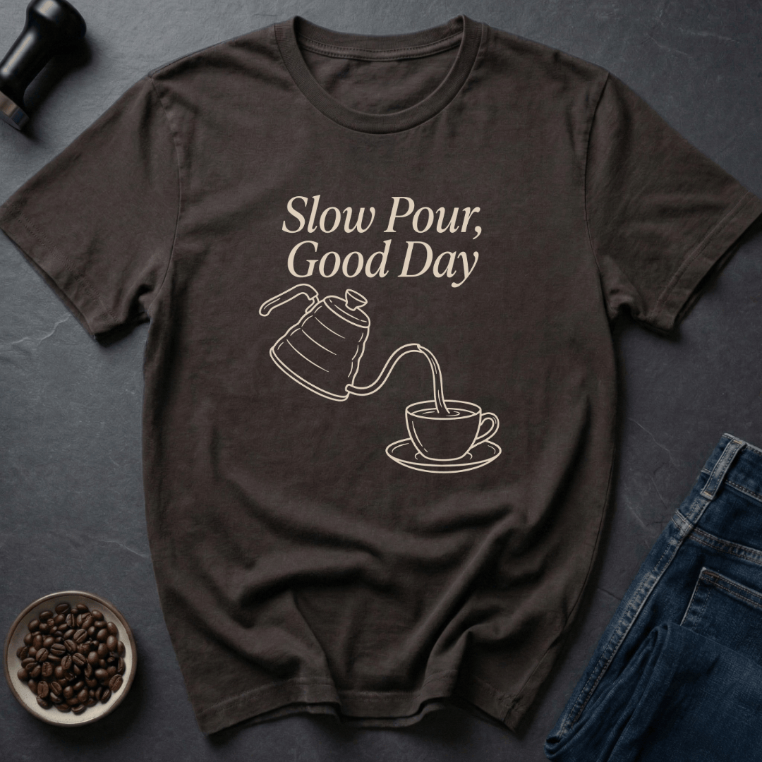 Coffee graphic Slow Pour T-Shirt in Dark Chocolate / S by Caffeine Dept