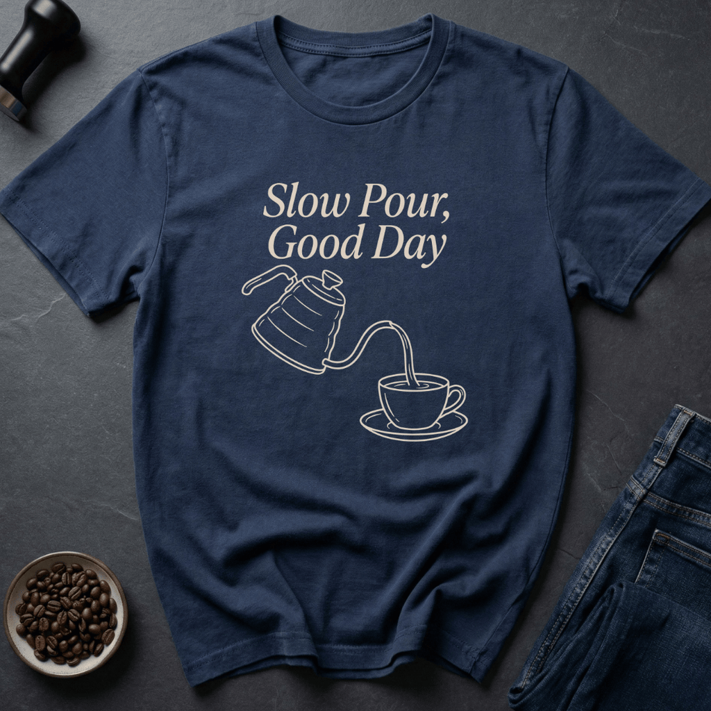 Coffee graphic Slow Pour T-Shirt in Navy / S by Caffeine Dept