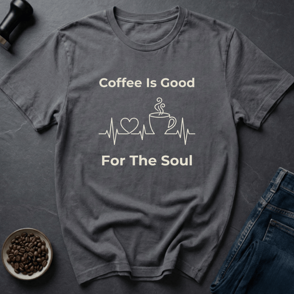 Coffee graphic Soul Sipper T-Shirt in Charcoal / S by Caffeine Dept