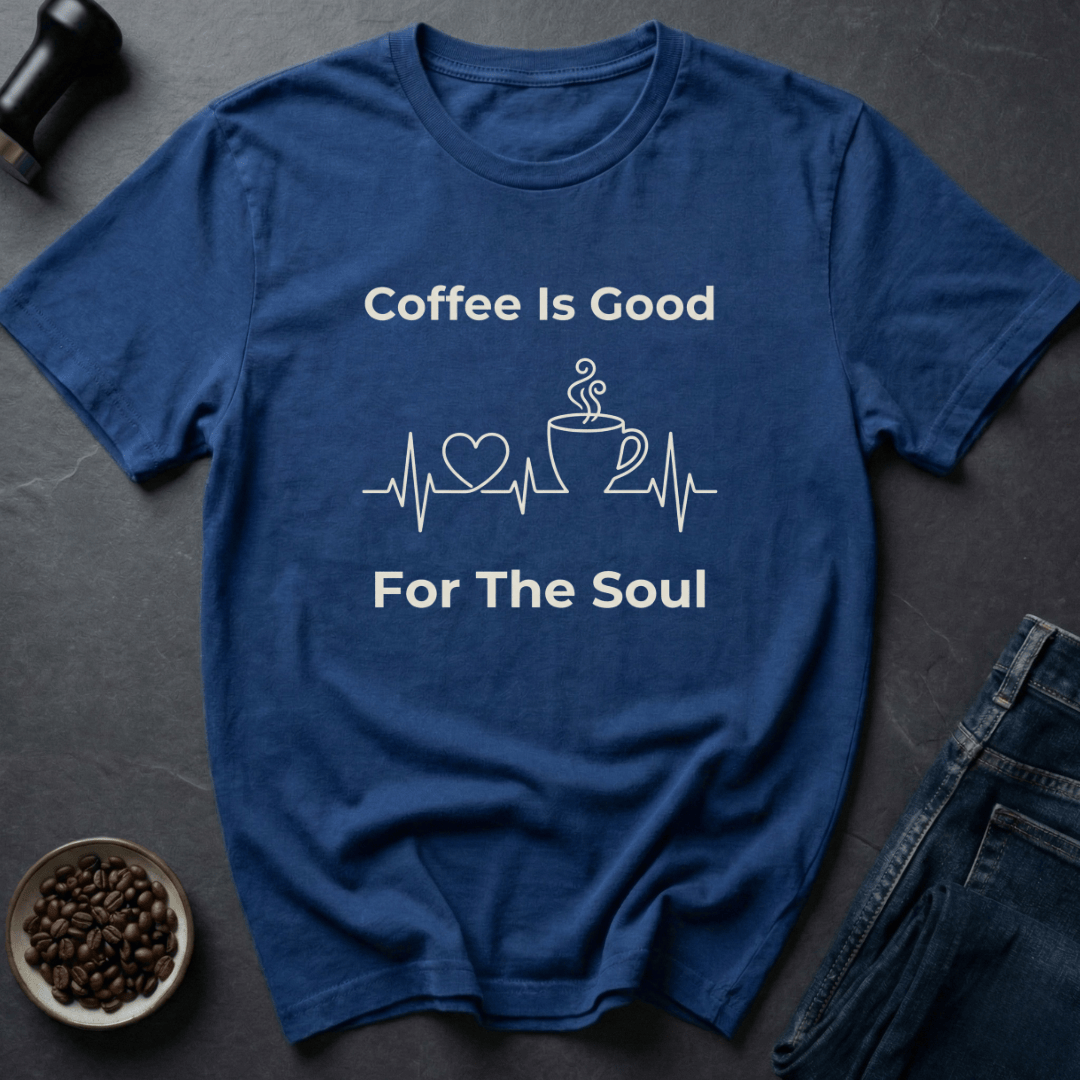 Coffee graphic Soul Sipper T-Shirt in Royal / S by Caffeine Dept