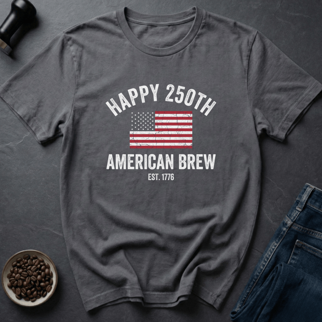 Coffee graphic Stars Sip T-Shirt in Charcoal / S by Caffeine Dept