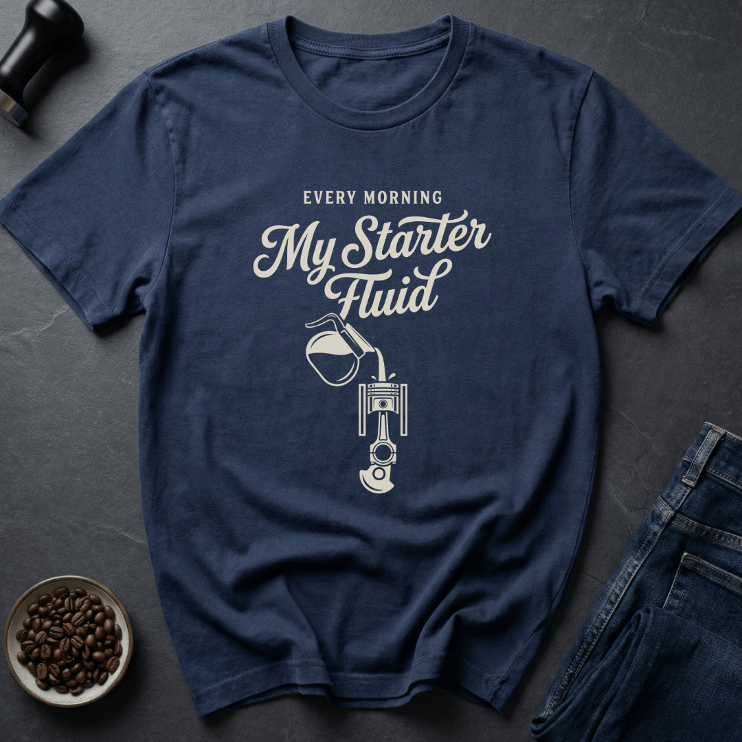 Coffee graphic Starter Fluid T-Shirt in Navy / S by Caffeine Dept