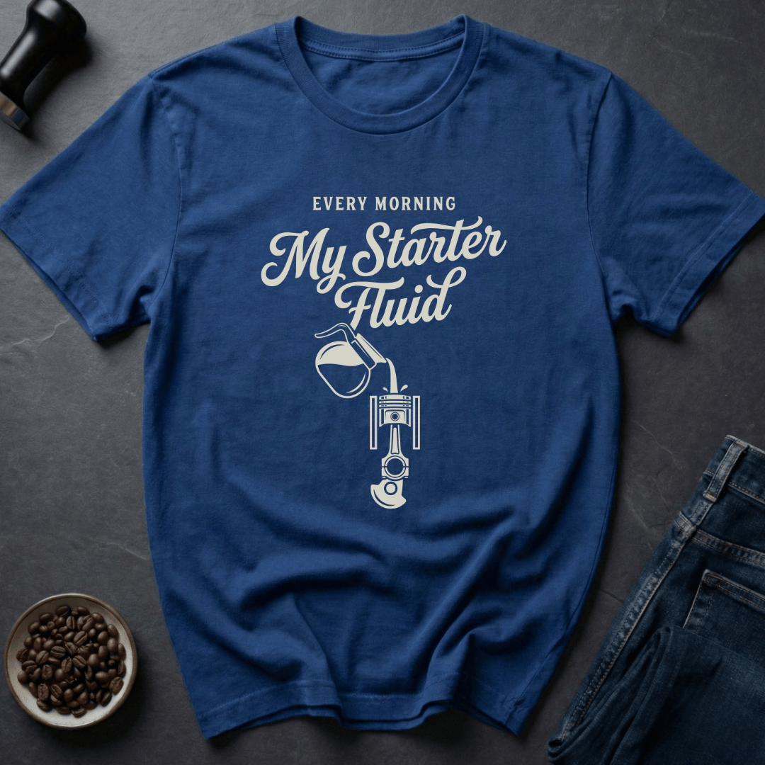 Coffee graphic Starter Fluid T-Shirt in Royal / S by Caffeine Dept