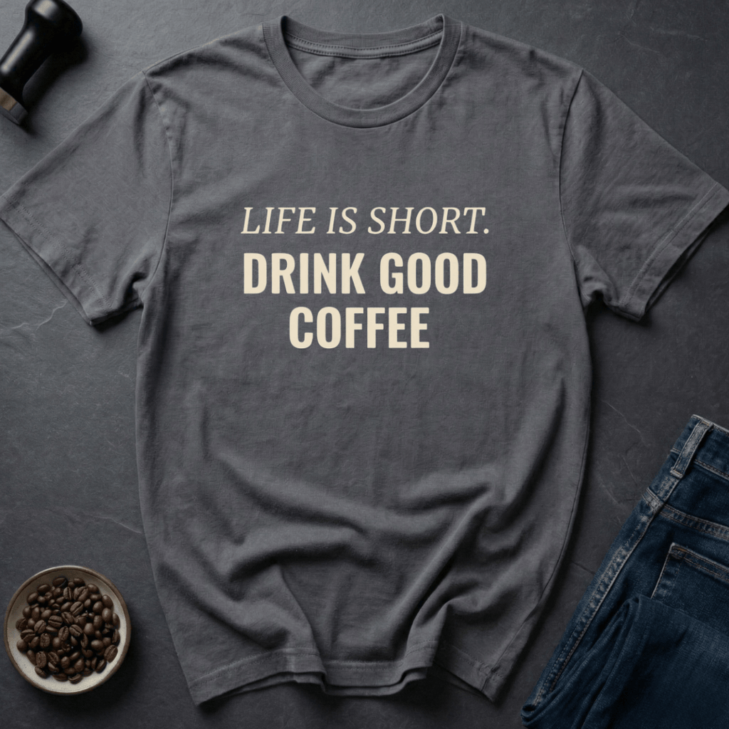 Coffee graphic Stay Caffeinated T-Shirt in Dark Chocolate / S by Caffeine Dept
