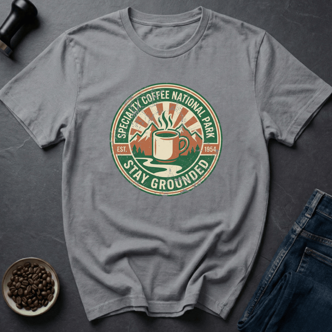 Coffee graphic Stay Grounded T-Shirt in Sport Grey / S by Caffeine Dept