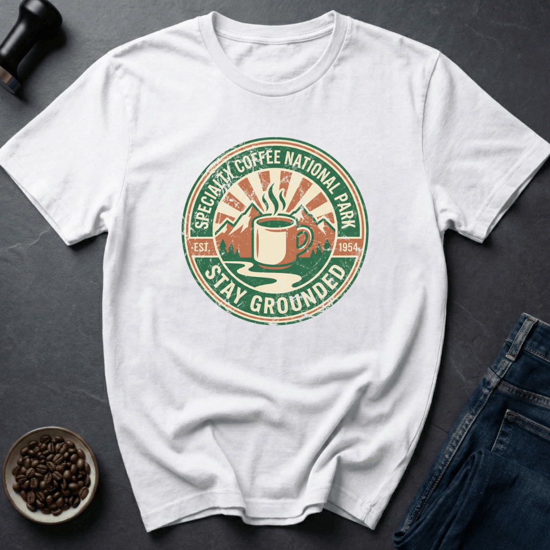 Coffee graphic Stay Grounded T-Shirt in Sport Grey / S by Caffeine Dept
