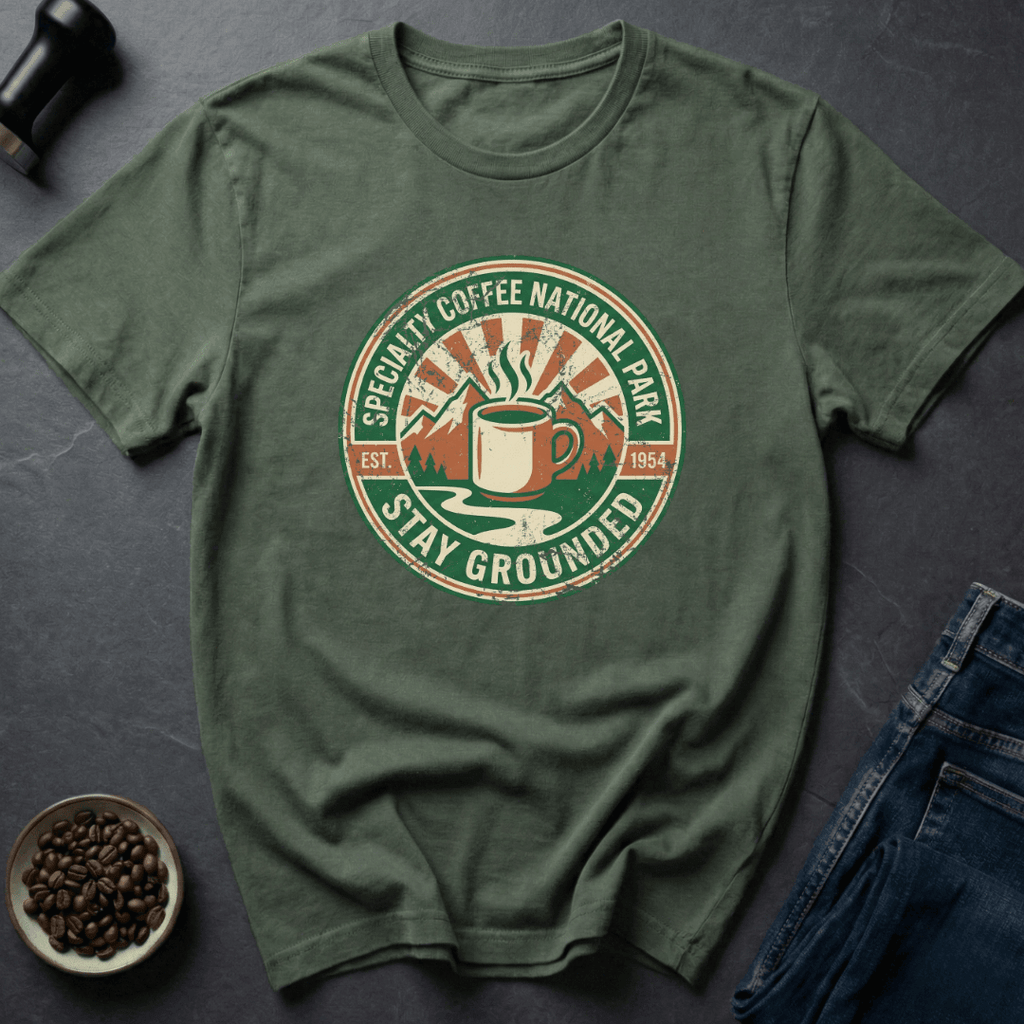 Coffee graphic Stay Grounded T-Shirt in Sport Grey / S by Caffeine Dept