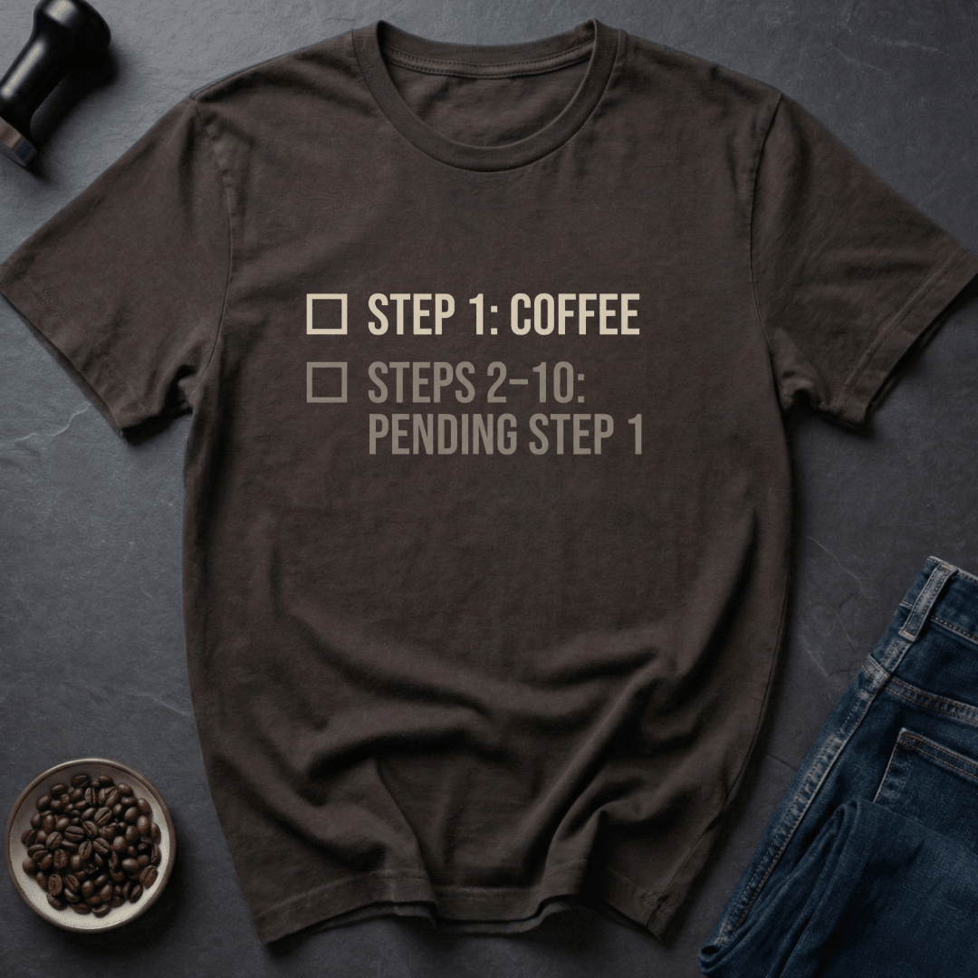 Coffee graphic Step Coffee T-Shirt in Dark Chocolate / S by Caffeine Dept