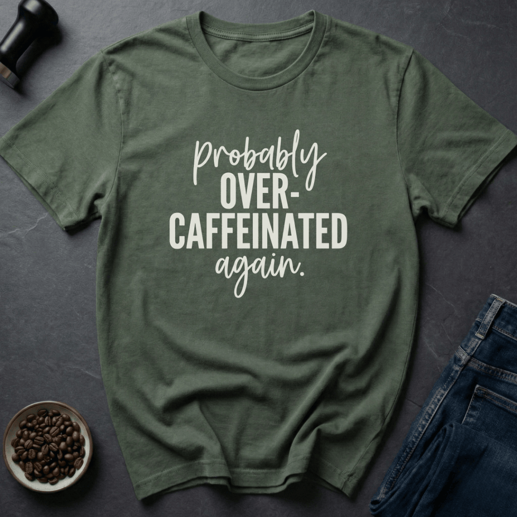 Coffee graphic Stim Mode T-Shirt in Military Green / S by Caffeine Dept