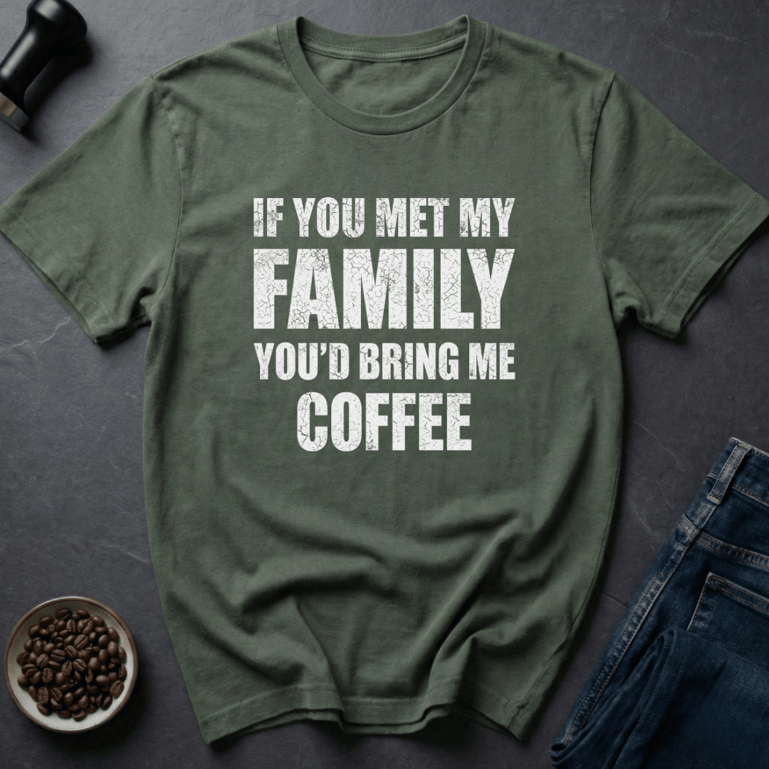 Coffee graphic Survival Brew T-Shirt in Military Green / S by Caffeine Dept