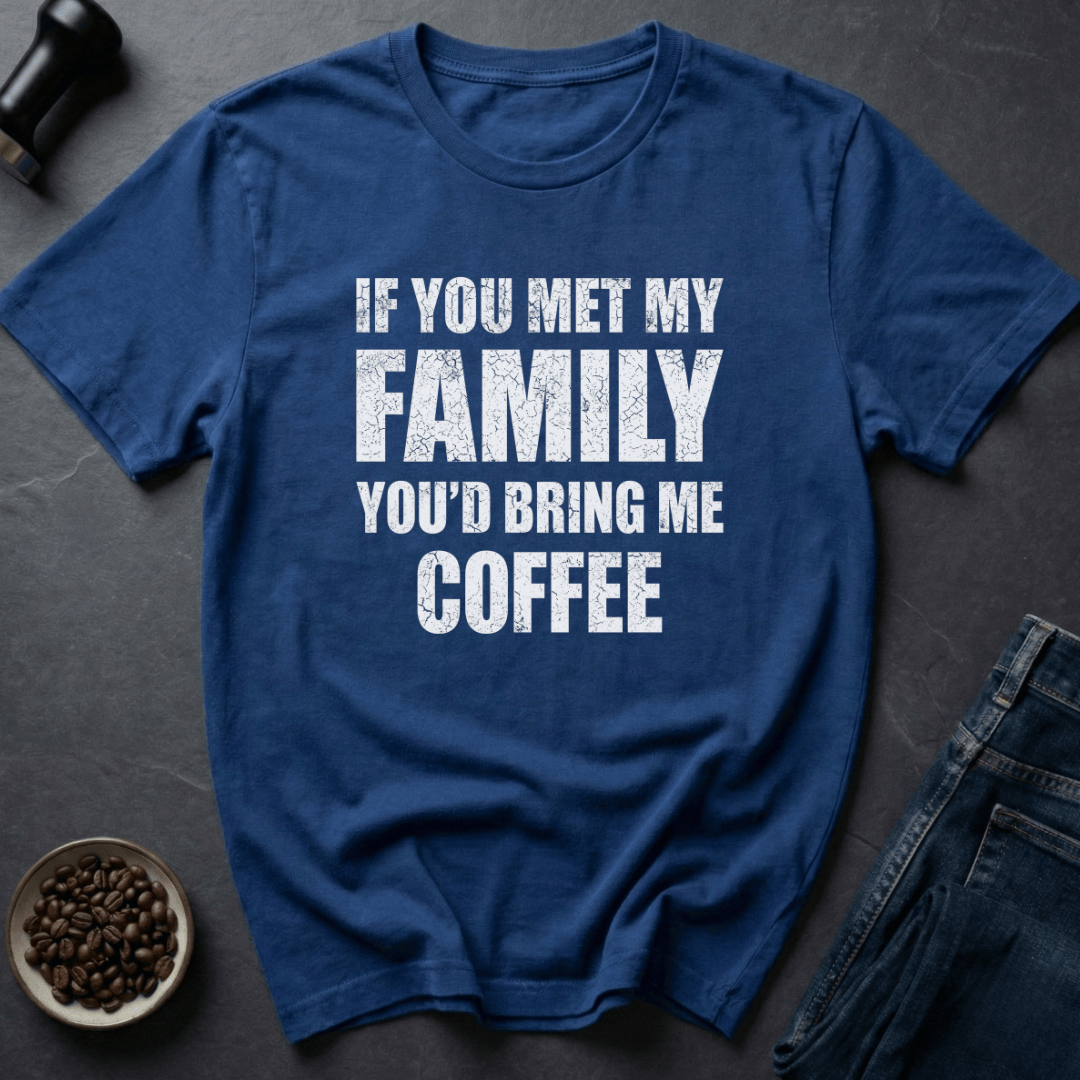 Coffee graphic Survival Brew T-Shirt in Royal / S by Caffeine Dept