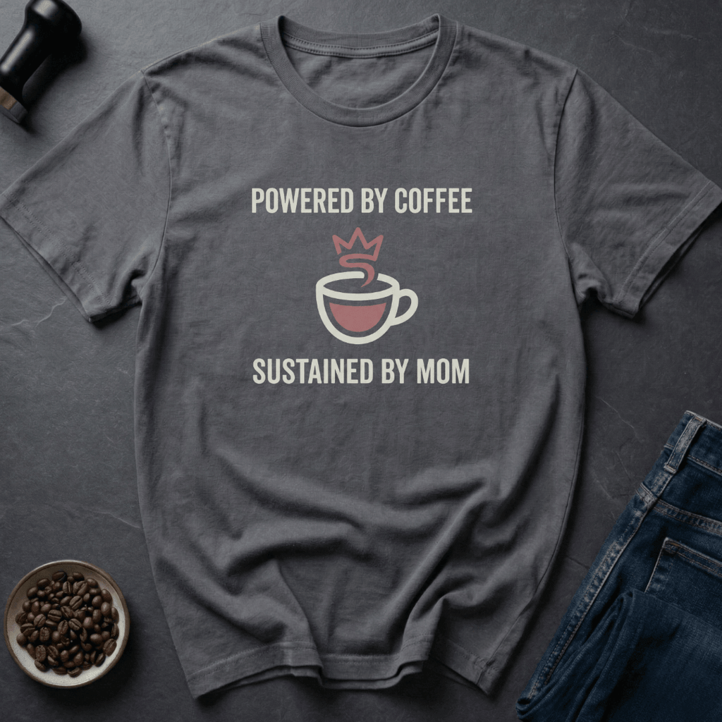 Coffee graphic Sustained By Mom T-Shirt in Charcoal / S by Caffeine Dept