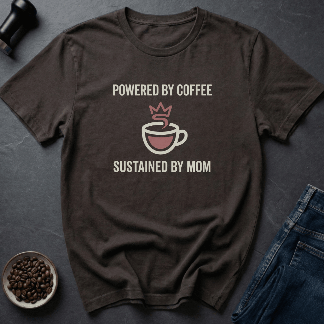 Coffee graphic Sustained By Mom T-Shirt in Charcoal / S by Caffeine Dept