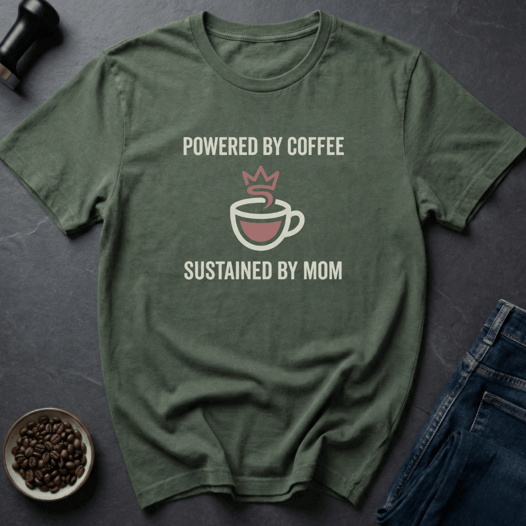 Coffee graphic Sustained By Mom T-Shirt in Charcoal / S by Caffeine Dept