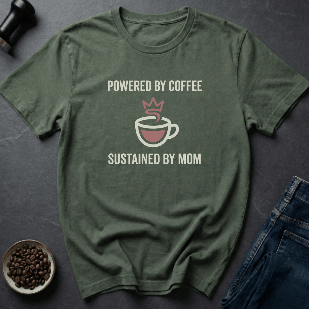 Coffee graphic Sustained By Mom T-Shirt in Charcoal / S by Caffeine Dept