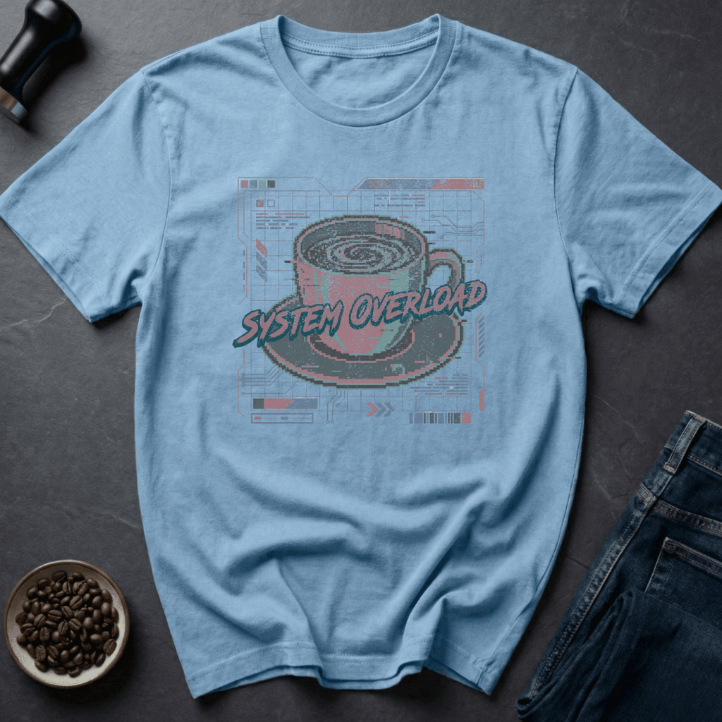 Coffee graphic System Overload T-Shirt in Light Blue / S by Caffeine Dept
