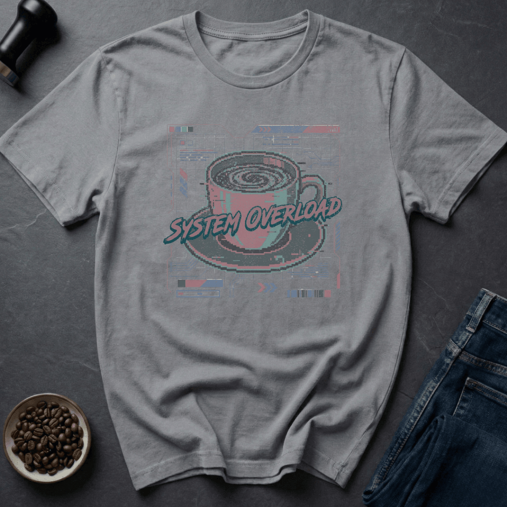Coffee graphic System Overload T-Shirt in Light Blue / S by Caffeine Dept