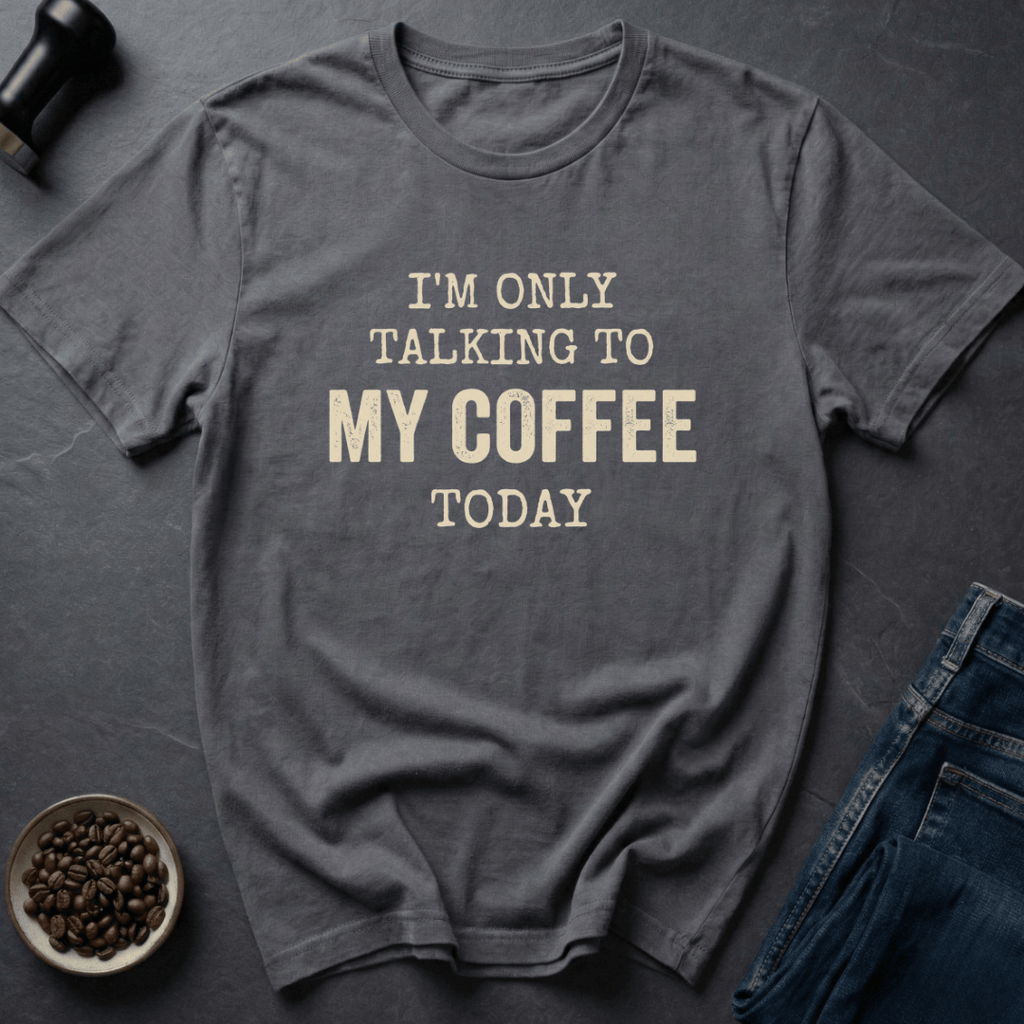 Coffee graphic Talking To Coffee T-Shirt in Charcoal / S by Caffeine Dept