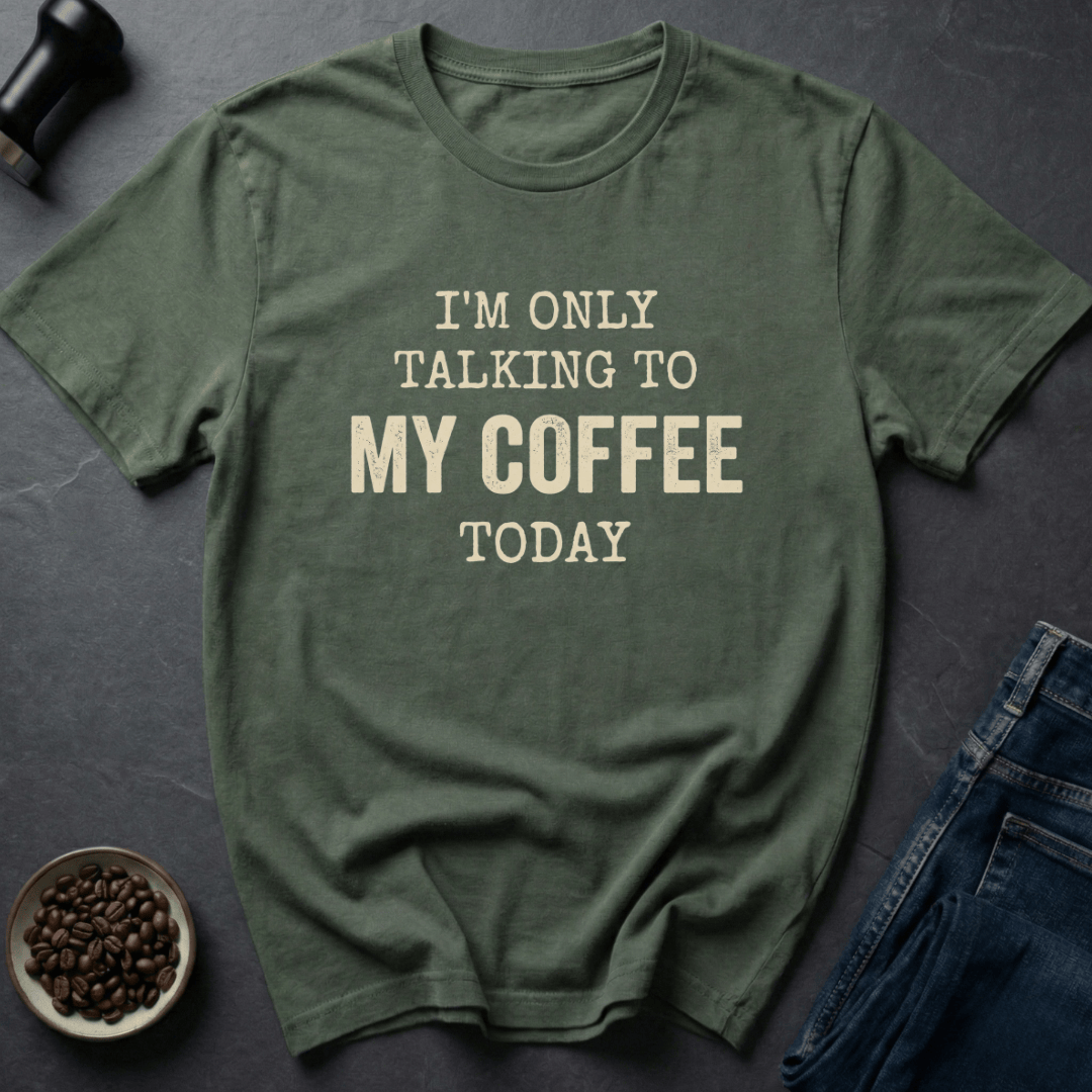 Coffee graphic Talking To Coffee T-Shirt in Military Green / S by Caffeine Dept