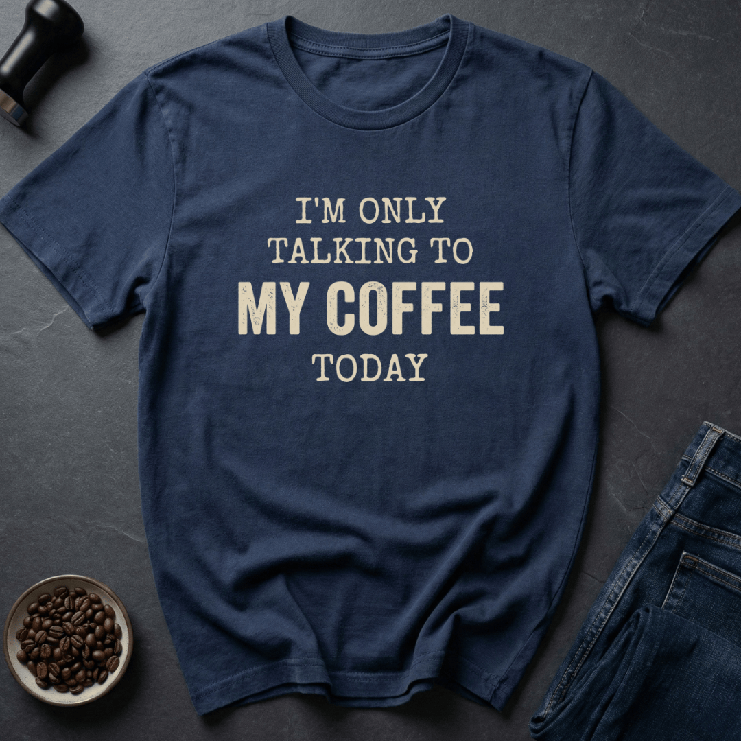 Coffee graphic Talking To Coffee T-Shirt in Navy / S by Caffeine Dept