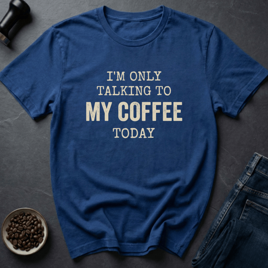 Coffee graphic Talking To Coffee T-Shirt in Royal / S by Caffeine Dept