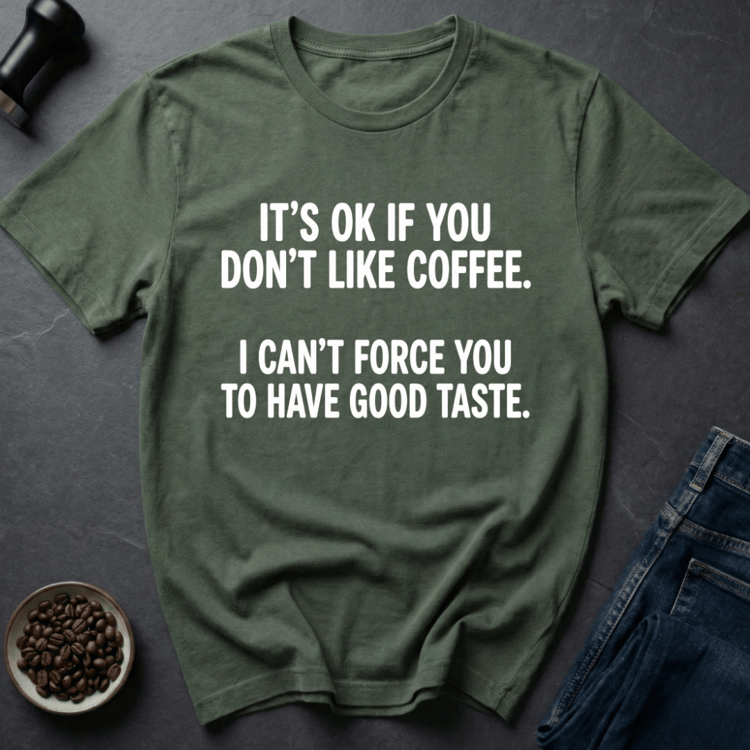 Coffee graphic Taste Issues T-Shirt in Military Green / S by Caffeine Dept