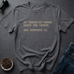 Coffee graphic Therapist Coffee T-Shirt in Military Green / S by Caffeine Dept