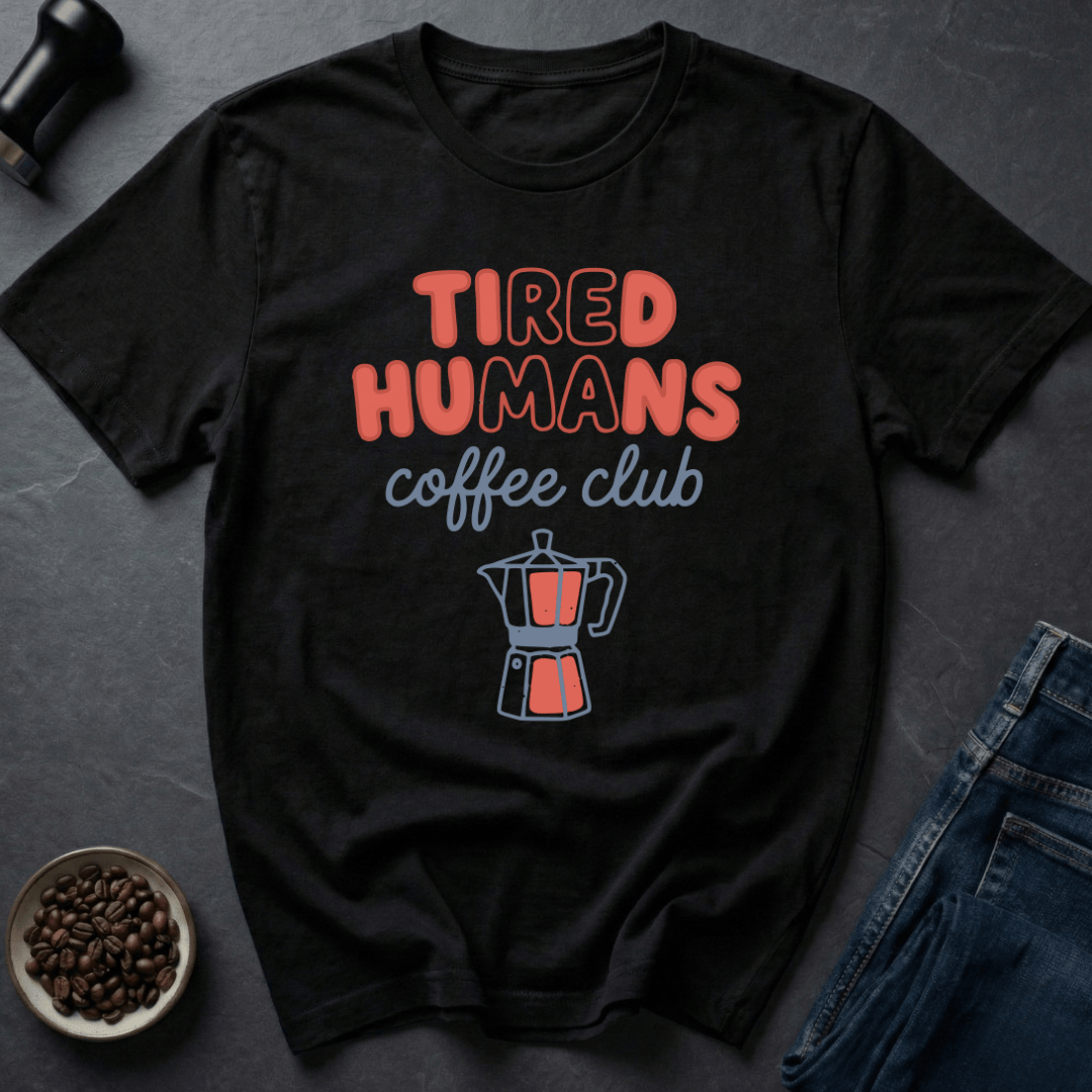 Coffee graphic Tired Humans T-Shirt in Black / S by Caffeine Dept