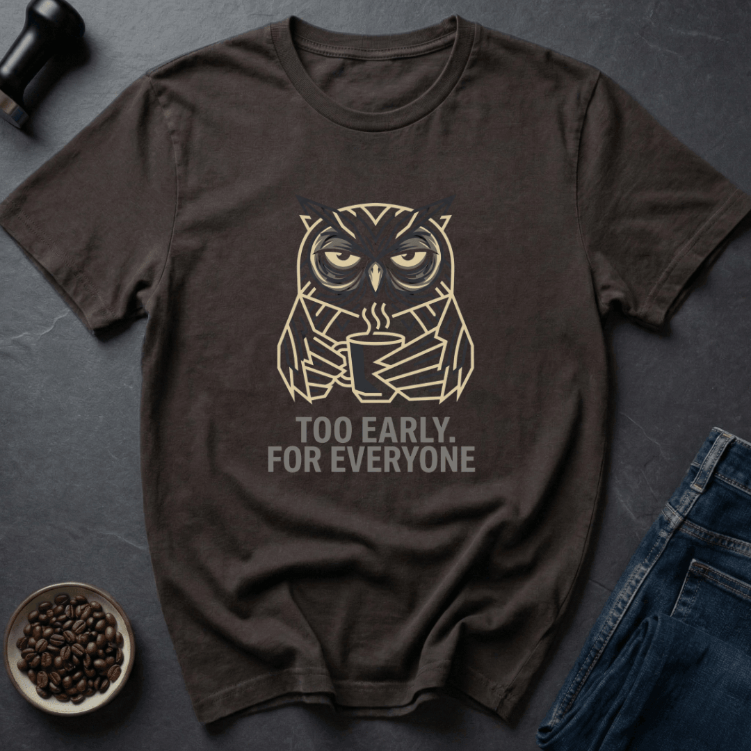Coffee graphic Too Early T-Shirt in Dark Chocolate / S by Caffeine Dept