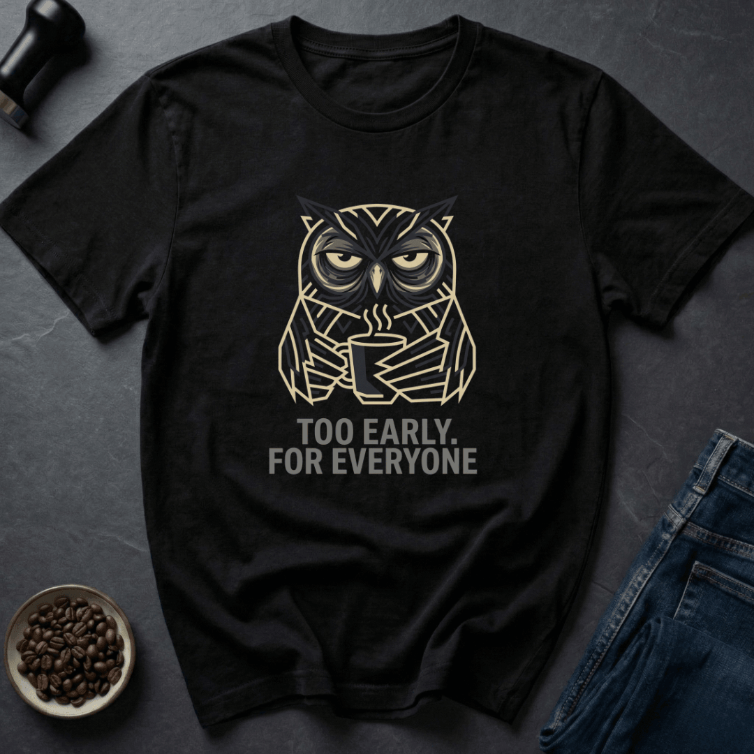 Coffee graphic Too Early T-Shirt in Dark Chocolate / S by Caffeine Dept