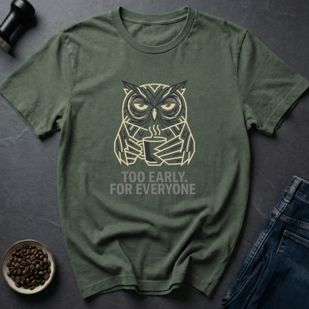 Coffee graphic Too Early T-Shirt in Dark Chocolate / S by Caffeine Dept