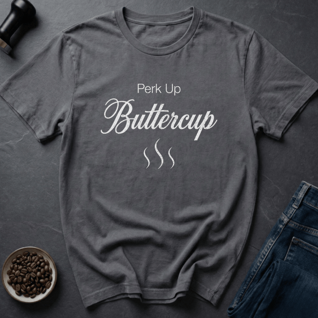 Coffee graphic Up Buttercup T-Shirt in Charcoal / S by Caffeine Dept